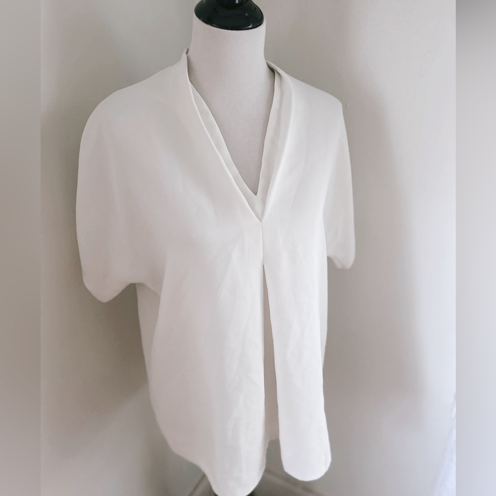 Vince white dolman sleeve double V neck blouse size small